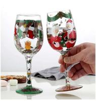 Copa de decoración navideña de cristal impresa, juego de vino pintado a mano para fiesta en casa, Festival, Bar - details 7