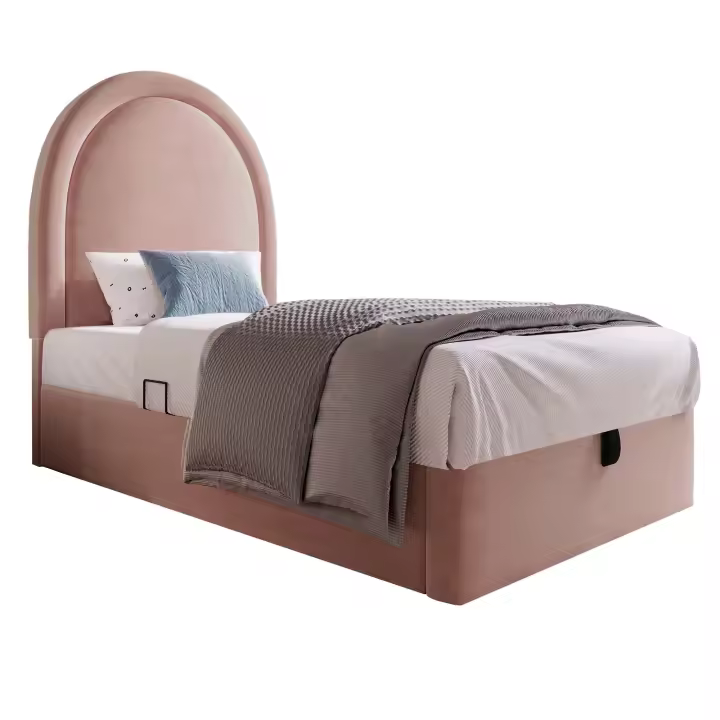 Cama de Niños Individual con Estampado Cósmico 90x200cm, Rosa, Terciopelo Sin Almohada - 1