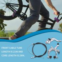 Juego de frenos delanteros Fixie para bicicleta de carretera, Kit de pinza de freno para bicicleta, juego de frenos de tracción lateral para la mayoría de las bicicletas Fixie Silver - details 2