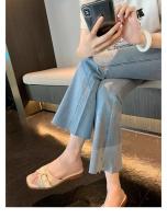 Sandalias de tacón bajo con hebilla de cinturón y punta abierta con cabeza cuadrada biselada retro pequeña para mujer en verano - details 9