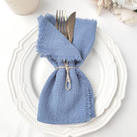 10 Uds. Servilleta de algodón de gasa verde salvia de 32x32cm, servilletas reutilizables para decoración de mesa de Navidad, fiesta de boda, servilletas Retro con rebabas, venta al por mayor - details 0