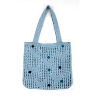 Bolso de compras de un solo hombro tejido con bolas de lana coloridas - details 1