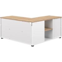 mesa de TV esquinera, blanco y roble natural, 90x90x45 cm - details 4