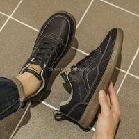 Nuevos zapatos deportivos clásicos de cuero de moda para Hombre, Zapatillas informales en negro y azul, 44 americanos de alta calidad - details 2