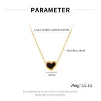 Collar de corazón negro de moda para mujer: cadena de clavícula minimalista de acero inoxidable en estilo europeo - details 9