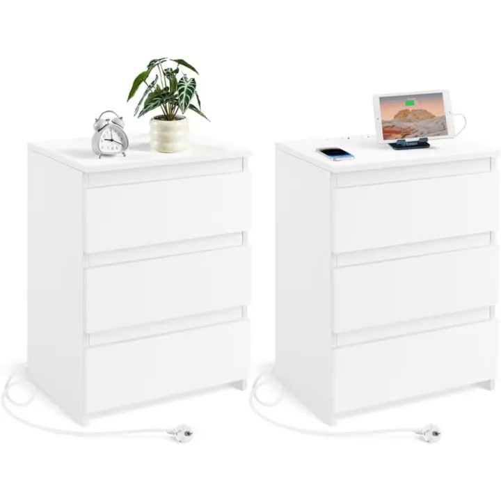 3 Cajones Mesas Auxiliares Mara Estilo Morno para Sala Estar 45 x 35 x 605 cm Dormitorio Salón - 1