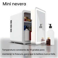 Mini refrigerador con espejo LED para habitación, 10 litros, 12 V/240 V, portátil, para cosméticos, con función de frío y calor, con enchufe para coche, para el cuidado de la piel, para maquillaje, para habitación pequeña. - details 2