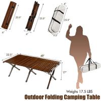 Mesa de picnic plegable, camping portátil con bolsa de transporte, mesa interior y exterior para patio, jardín, playa, fácil montaje - details 2
