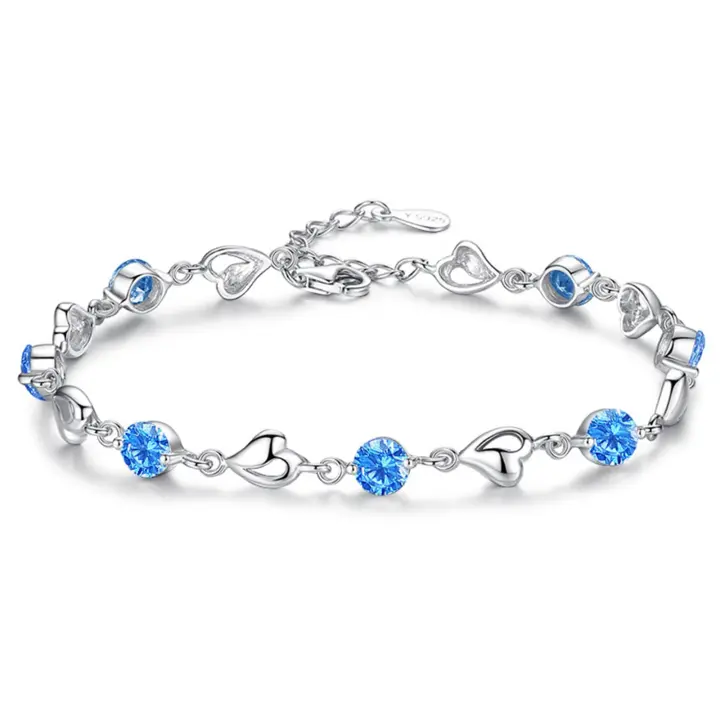 Pulsera de Ley 925 con Circonita Brillante para Mujer, Pulseras Deslizantes de Cadena Ajustable, Joyería Nupcial para Bboda, Día de la Madre, Regalo - 1