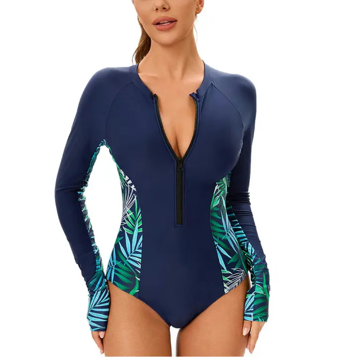 Bañadores de una pieza para mujer, traje de baño de manga larga con protección UV para surf - 1