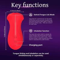 Masaje de placer portátil Rosa lengua vibrador lamer dispositivo de succión del clítoris juguete sexual para mujeres mama clítoris coquetear masturbación vibrando huevo - details 6