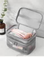 Bolsa de Viaje para Cosméticos y Cuidado de la Piel Organizador de Maquillaje en Malla Contenedor de Plástico para Mujeres y Hombres Bolsa de Baño Estilo Casual con Cierre de Cremallera - details 5