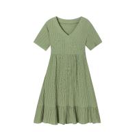 Vestido Casual De Verano Para Mujer Con Cintura Elegante Y Manga Corta Estilo Bohemio Vestido A-Line De Poliéster Longitud De Rodilla - details 7