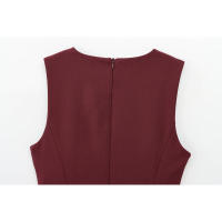 BUNO-Vestidos de fiesta de noche elegantes de primavera para mujer, dobladillo ancho ondulado, lazo decorado, liso, sin mangas, cuello redondo, vestidos de moda - details 29