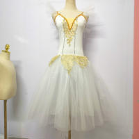 Falda de tutú de Ballet azul para mujer, vestido romántico largo para niña, ropa de actuación, faldas de danza del vientre de cisne - details 1