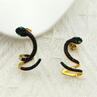 Pendientes Colgantes En Forma De Serpiente Vintage Para Mujeres Y Niñas Con Cristales Metal Color Oro Accesorios Punk Especial Regalos Joyería - details 5