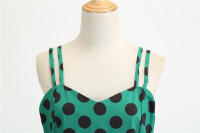 Vestido midi retro de fiesta con estampado de lunares, tirantes finos y cinturón para mujer - details 27