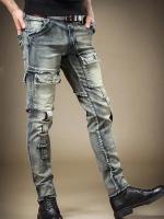 Jeans Moto Denim Vintage Azul Pantalones de Moda para Hombres de Alta Calidad con Bolsillos Elásticos Ropa de Calle de Otoño Nueva - details 5