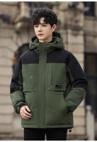 Otoño e invierno militar verde hombres y mujeres abajo chaqueta ropa de trabajo engrosada - details 1