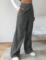 Otoño Invierno pantalones de pana de pierna ancha de cintura alta para mujer moda coreana algodón Casual todos medianos - details 6