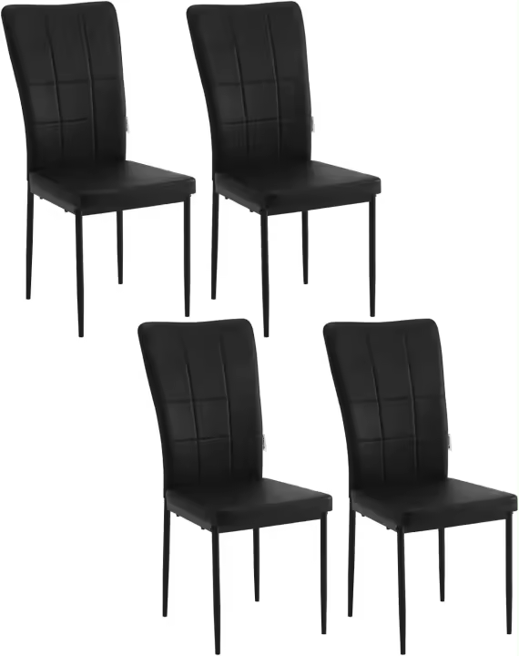 Juego de 4 Sillas de Comedor de Terciopelo Estilo Nórdico Sencillo Patas Metálicas Negro - 1