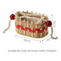 Caja de toallas de papel tejida bohemia, forro de tela, cesta de tejido de escritorio tejida a mano, contenedor de papel de extracción suave creativo - details 7