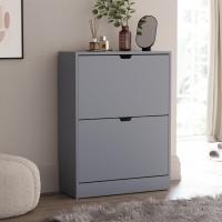 Diseños Zapatero con 2 cajones, Ahorro de Espacio, con 2 cajones abatibles, Mueble para Pasillo y Sala de Estar, 100% Certificado FSC (Gris) - details 0