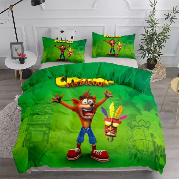 Crash N Uka Uka Juego de funda nórdica King Queen Doble Completo Twin Juego de ropa de cama de tamaño individual - 1