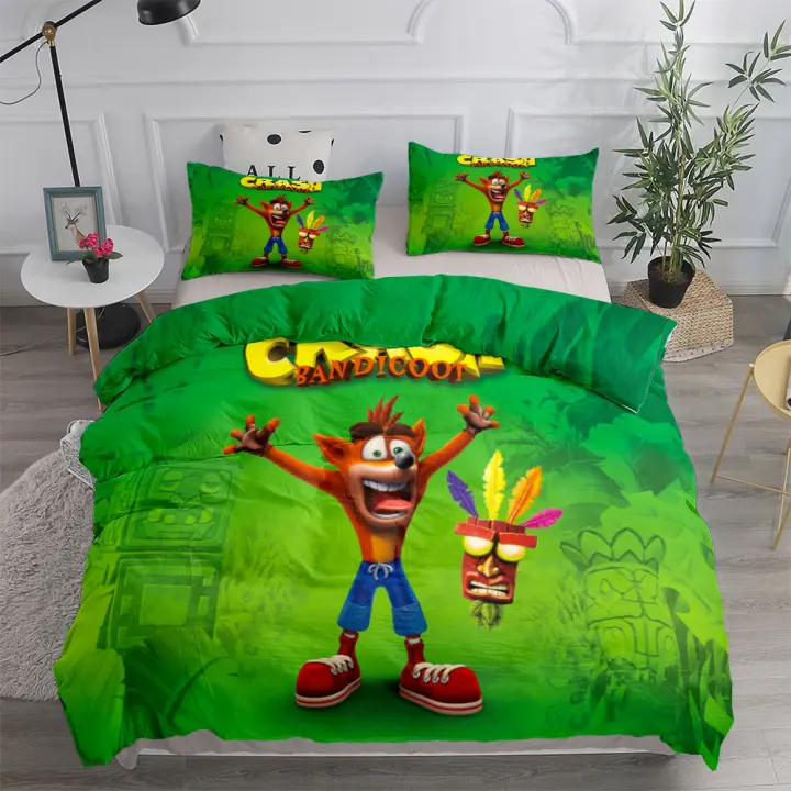 Crash N Uka Uka Juego de funda nórdica King Queen Doble Completo Twin Juego de ropa de cama de tamaño individual - 1