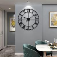 Reloj De Pared De Metal Redondo De Estilo Vintage Silencioso Funciona Con Pilas 40cm 47cm 60cm Números Romanos Negros - details 8