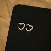 Asistente - Pendientes de plata de ley con forma de corazón, simples pero hermosos, perforaciones redondas, joyas con hebillas para las orejas - details 8