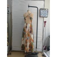 Vestido de noche bohemio con estampado tropical, escote barco, espalda descubierta, cintura ajustada, midi para mujer. - details 3