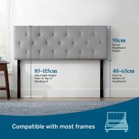 Cabecero tapizado – Cabecero de cama doble – Altura ajustable de 85 a 115 cm, capitoné de diamantes, perla/blanco - details 16
