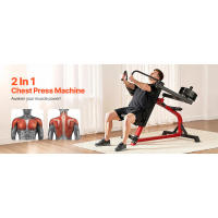 VEVOR hine, juego de prensa, banco plano inclinable ajustable con brazos convergentes independientes, equipo superior, equipo de gimnasio en casa Fiess - details 0