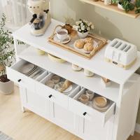 Mueble de Almacenamiento Ajustable Aparador de Cocina con 3 Cajones y 3 Puertas Blanco - details 4