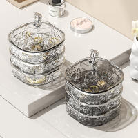 Caja de Joyería Giratoria de Alta Gama Caja de Almacenamiento de Accesorios de Cabello con Cinta Transparente Clip de Pendientes Delicados Banda de Cuero Equipo de Belleza - details 7