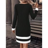 Nuevo suéter de punto con cuello de lunares Otoño Invierno con cintura y mangas largas para mujer, vestido cónico de manga larga. - details 2