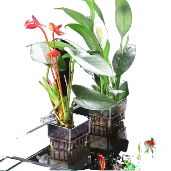 Cesta colgante para plantar acuario, taza de plástico para agua y hierba, soporte transparente para plantas acuáticas para pecera - 1