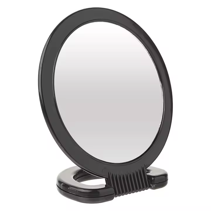 Espejo de mano con aumento, espejo de tocador de doble cara, espejo de maquillaje con soporte plegable - 1