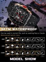 Reloj deportivo de lujo para hombre, reloj de pulsera analógico automático luminoso resistente al agua con cristal curvo de barril para exteriores y negocios - details 13