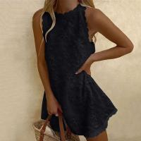 Vestido casual de verano con cuello en V, sin mangas, adorno ral 3d, vestidos sueltos para mujer, ropa - details 3