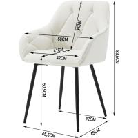 Cocina con reposabrazos, respaldo cómodo, con patas metálicas, para salón, dormitorio y oficina, terciopelo, crema, EZS02cm-1 - details 4