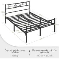 Cama Individual con Espacio Bajo Marco Metal Altura 32 cm Cama Individual con Cabecera para Colchón de 90 x 190 cm Blanco - details 37