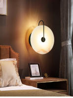 TOMAXIN-Lámpara de pared de mármol redondo, de 3W luz nocturna, 25CM, Simple, mármol español Natural, decorativa, Led - details 6
