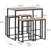 Conjunto Mesa Alta de Bar y 4 Taburetes Muebles Bar Comedor - details 3