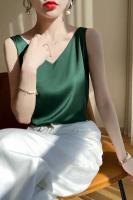 Top de Halter V para Mujer Camisola de Verano de Seda de Satén Blanco Vestido Delgado de Moda - details 40