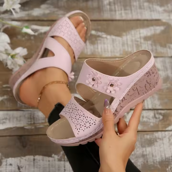 Zapatillas de Verano 2025 con Plataforma Gruesa y Decoración de Flores para Mujer - 1