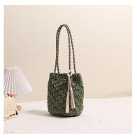 Bolso de paja de un solo hombro con flecos de moda, bolso tejido con patrón hueco en forma de abanico, bolso de playa de vacaciones para mujeres, bolso versátil para mujeres - details 4