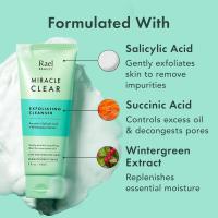 Rael Miracle Clear Face Wash – Limpiador exfoliante suave con ácido succínico y minerales, fórmula hidratante para uso diario, ideal para pieles propensas al acné, secas, sensibles y grasas, vegano (5 fl oz) - details 3