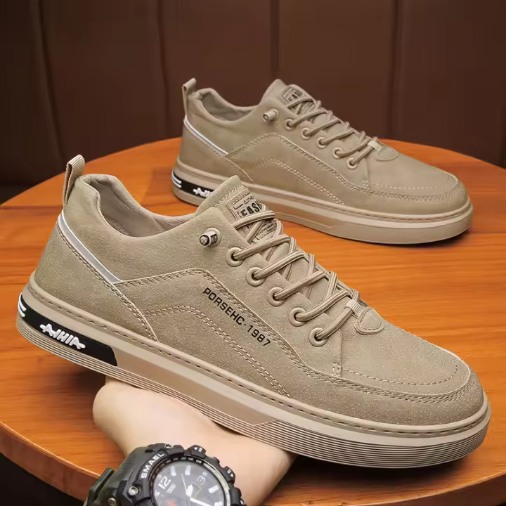 Zapatillas de deporte de alta calidad para hombre, zapatos deportivos informales de cuero, zapatillas antideslizantes para correr, zapatillas de tenis transpirables, zapatos planos cómodos - 1